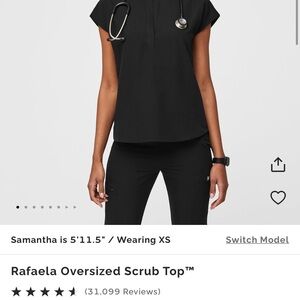 Figs Black Oversized Cap Sleeve Blouse